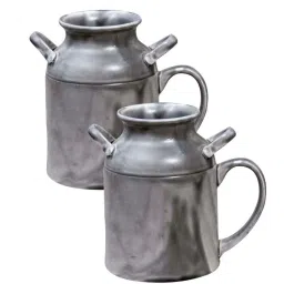 Clay Craft Grey Ceramic 8 cm Milk Mug (0.35 L) - Set of 2 image 2