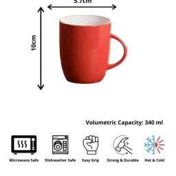 Clay Craft Fine Blue & Red Ceramic Milk Mug (0.34 L) - Set of 2 image 2