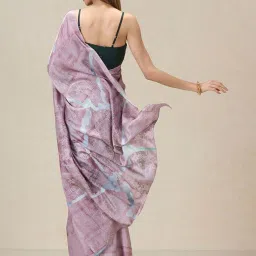 navyasa by liva Purple Printed Saree With Unstitched Blouse image 2