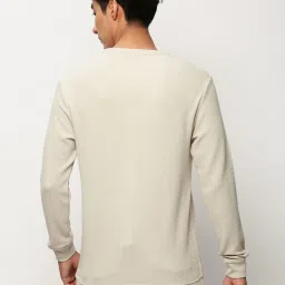 showoffff SHOWOFF Beige Slim Fit Self Pattern Sweatshirt image 2