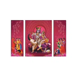 eCraftIndia 6MM MDF Set of 3 Radha Krishna Satin Matt Texture UV Art Painting image 2