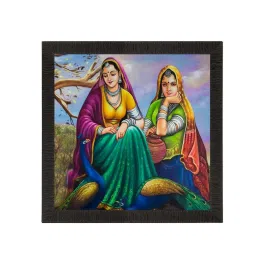 eCraftIndia Sitting Lady Design Satin Matt Texture UV Art Painting image 2