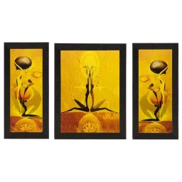 eCraftIndia Set of 3 Abstract Dancing Girls Matt Textured UV Art Painting image 2