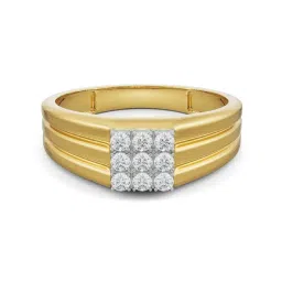 EMORI Yellow Gold Quadret Diamond Band for Men image 2