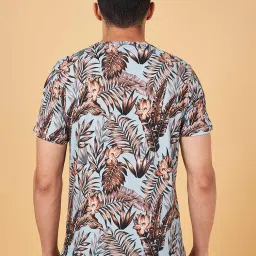 People by Pantaloons Blue Cotton Slim Fit Printed T-Shirt image 2