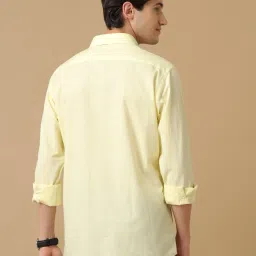 CAVALLO by Linen Club Lime Yellow Contemporary Fit Shirt image 2