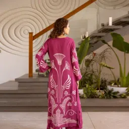 Autumnlane Berry Sonpal Printed Flared Fit Kurta Pant Set image 2