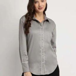 Fablestreet Grey Cotton Satin Shirt-picture-41