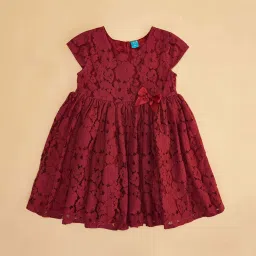 YU by Pantaloons Kids Maroon Applique Dress image 2
