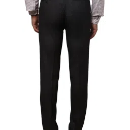 Raymond Black Slim Fit Textured Flat Front Trousers image 2