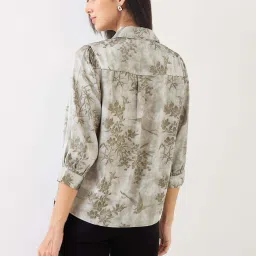 Spykar Silver Grey Regular Fit Printed Shirt image 2