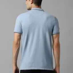 Louis Philippe Jeans Light Blue Cotton Slim Fit Polo T-Shirt image 2