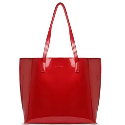 Fastrack Luscious Red Solid Faux Leather Tote Handbag image 2