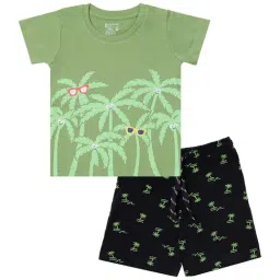 Bodycare Kids Green & Black Printed T-Shirt with Shorts-picture-32