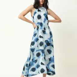RAREISM Blue Blended Abstract Dress-picture-21