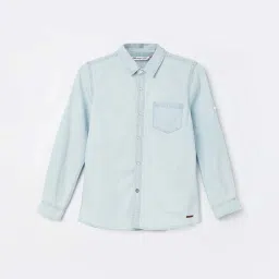 Fame Forever by Lifestyle Boys Blue Cotton Solid Full Sleeves Shirt image 2