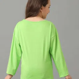 Under Fourteen Only Kids Green Cotton Printed Full Sleeves T-Shirt image 2