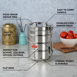 Sumeet Silver Stainless Steel 1 Unit Tiffin Box image 2