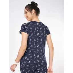Dreamz by Pantaloons Navy Cotton Printed Top image 2