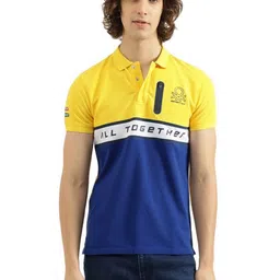 United Colors of Benetton Men Colourblocked Polo Collar Pure Cotton T-shirt image 1