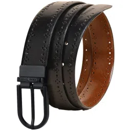 Louis Stitch Spanish Black & Brown Leather Reversible Belt For Men image 2