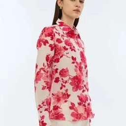 Cover Story Red Regular Fit Floral Print Shirt image 4