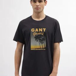 Gant Black Cotton Relaxed Fit Printed T-Shirt-picture-47