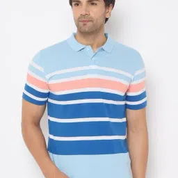 Duke Blue Regular fit Stripes Polo T-Shirt-image-70