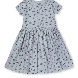 Gini & Jony Kids Grey Cotton Printed Dress-picture-31