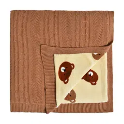 MiArcus Koala Face Woven Brown Cotton Blend Double Winter Blanket image 2