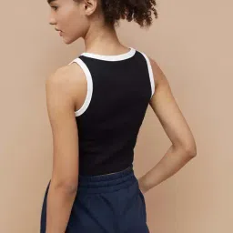 Kappa Black Cotton Regular Fit Printed Tank Top image 2