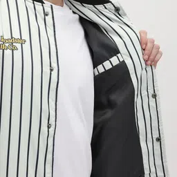 The Roadster Life Co. Striped And Graphic Printed Stand Collar Bomber Jacket image 5