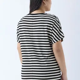 Gia by Westside Black Stripe Printed T-Shirt image 2