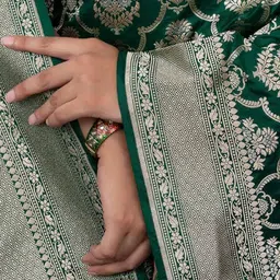 WOVENSTOCK Ethnic Motifs Zari Pure Silk Handloom Kanjeevaram Saree image 3