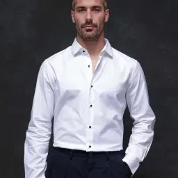 Rare Rabbit White Regular Fit Solid Shirt-image-17