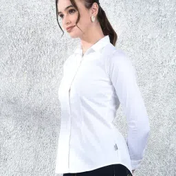 Crimsoune Club White Cotton Solid Long Sleeves Shirt image 4