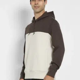 American Eagle White Regular Fit Colour Block Hooded Sweatshirt image 3