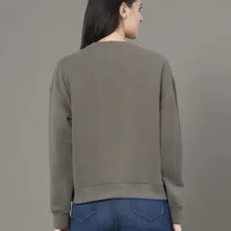 Red Tape Muted Olive Loose Fit Printed Sweatshirt image 2