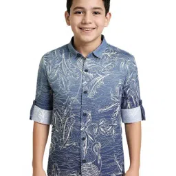 Charchit Boys Blue Cotton Graphic Regular Fit Shirt-picture-17