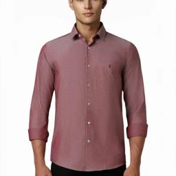 Louis Philippe Maroon Slim Fit Texture Shirt-picture-40