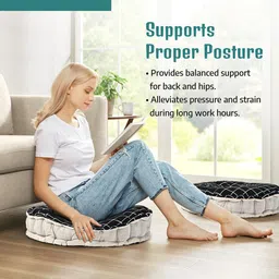 Kuber Industries Black & White 2 Pieces Printed Sitting Chair Cushion Pads image 3