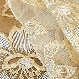 TANLOOMS Gold-Toned Floral Anti-Skid 8-Seater Table Cover with Embroidered details image 2