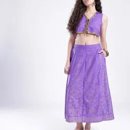 fusion by glitchez Floral Printed Embellished Tie-Up Detailed Co-Ords image 4