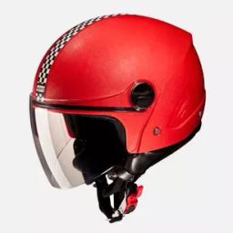 Studds Red With Racing Flag Large (580 mm) Open Face Helmet, Track-picture-44