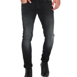 Basics Black Super Skinny Fit Lightly Washed Jeans-picture-24