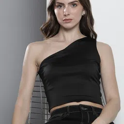 Tommy Hilfiger Solid One Shoulder Crop Top-image-42