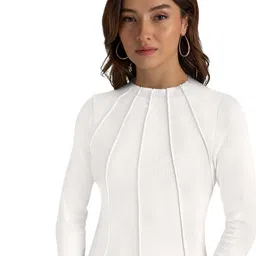 SANJANA  SILK Women Solid Round Neck Cotton Top-picture-32