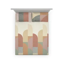 Ddecor Live Beautiful Geometric King 144 TC Bedsheet With 2 Pillow Covers - Brown image 3