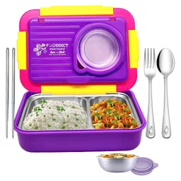 FunBlast Insulated Bento Lunch Box with Bowl, Spoon, Fork & Chopstick  Purple-image-40