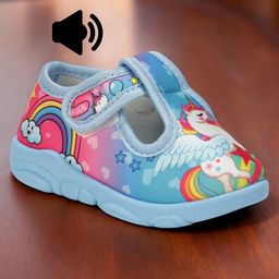 Lil Lollipop Rainbow & Unicorn Designed Velcro Closure Musical Sandals - Blue-picture-3